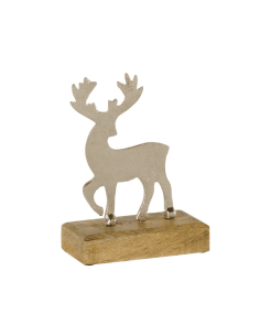 Cerf à poser en métal brossé argenté