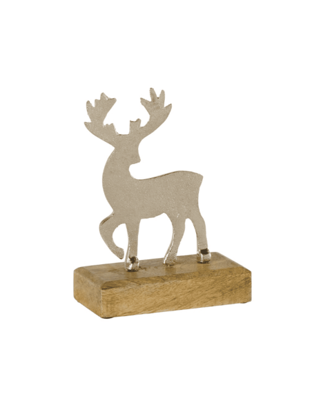 Cerf à poser en métal brossé argenté