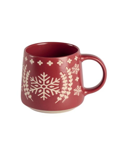 Mug rouge flocons blanc