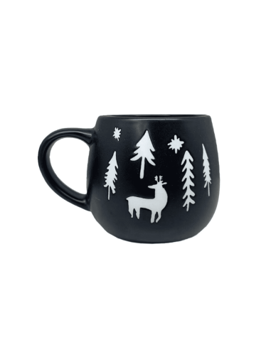 Mug noir motif SAPIN ET CERF
