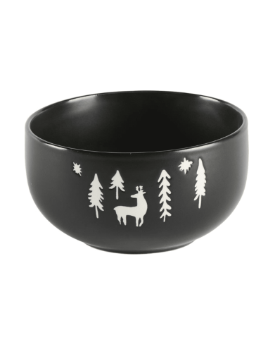 Bol noir motifs CERF ET SAPIN