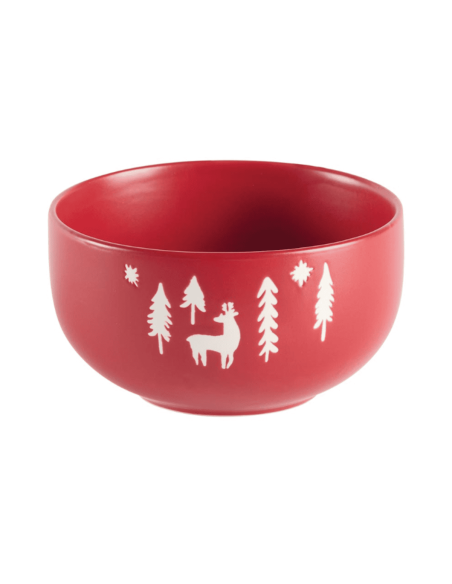Bol rouge motifs CERF ET SAPIN
