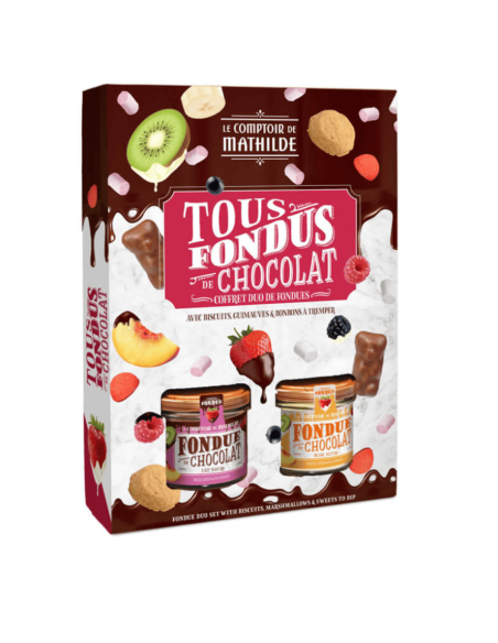 Kit fondue chocolats lait et blanc & Guimauves, Biscuits et bonbons 390g