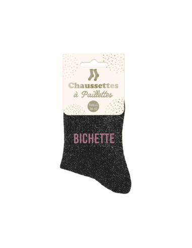 Chaussettes femme à paillettes BICHETTE NOIRES