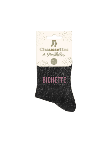 Chaussettes femme à paillettes BICHETTE NOIRES