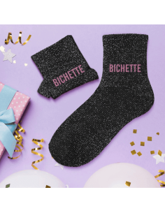 Chaussettes femme à paillettes BICHETTE NOIRES 2