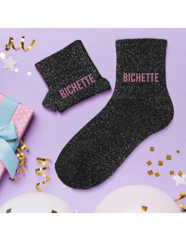 Chaussettes femme à paillettes BICHETTE NOIRES
