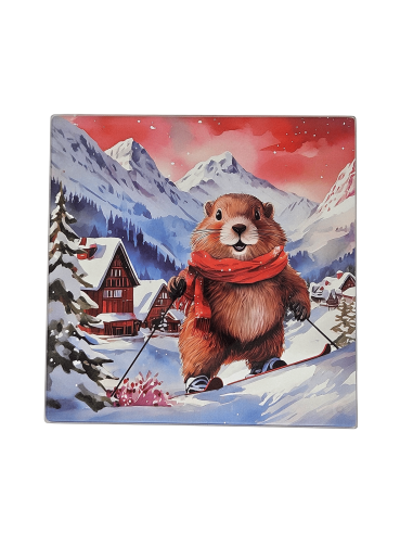 Dessous de plat JOLIE MARMOTTE en verre 20 x 20 cm