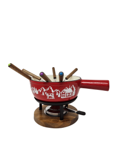 Service à fondue 22 cm rouge