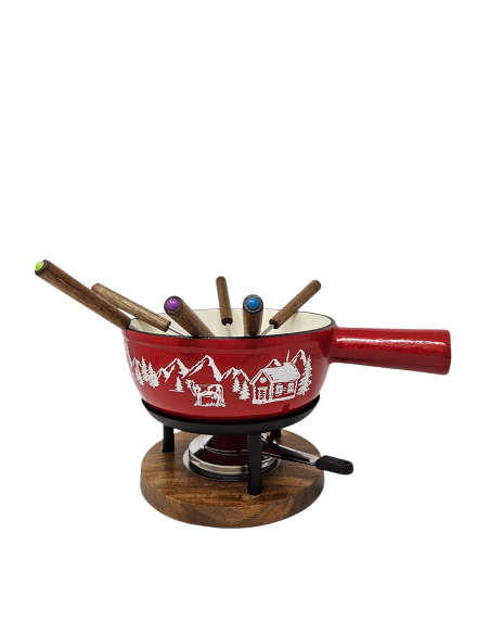 Service à fondue 22 cm rouge