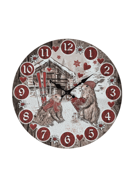 Horloge MARMOTTES EN HIVER
