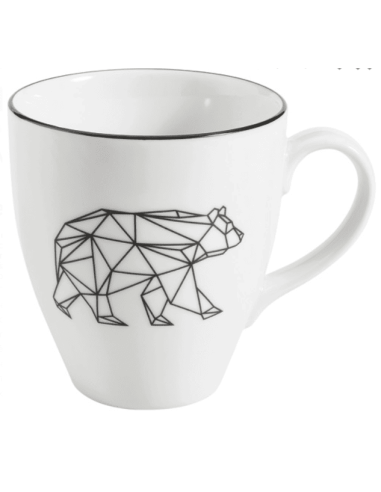 Mug déjeuner avec anse en porcelaine OURS origami