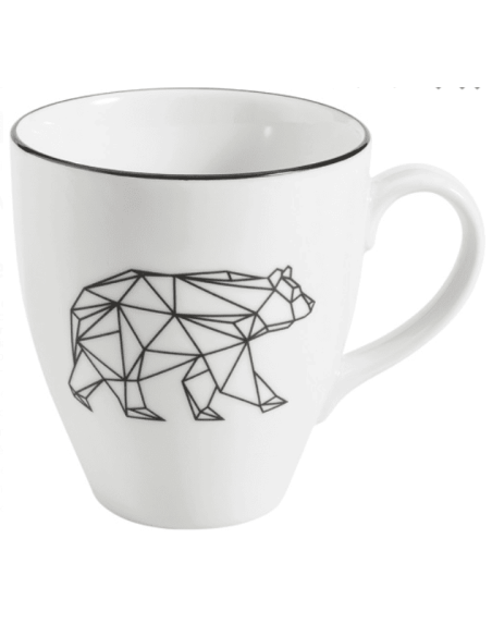 Mug déjeuner avec anse en porcelaine OURS origami