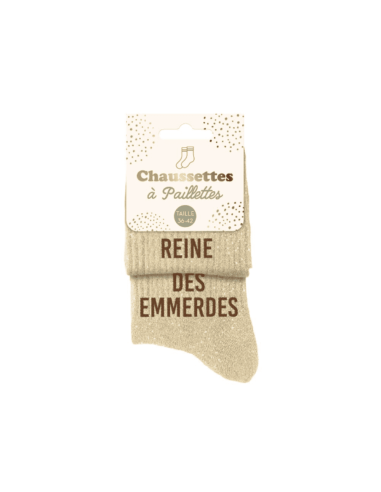 Chaussettes femme à paillettes REINE DES EMMERDES