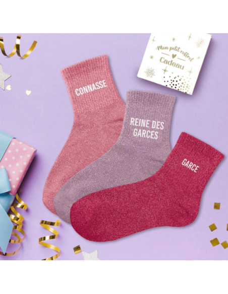 Coffret trio chaussettes paillettes CONNASSE
