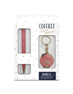 Coffret STYLO + PORTE CLE "Mamie Chérie"