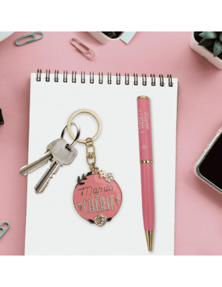 Coffret STYLO + PORTE CLE "Mamie Chérie"