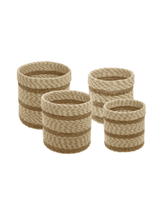 Panier rayés Emmett jute blanc