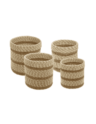 Panier rayés Emmett jute blanc