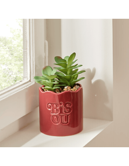 Plante vivace artificielle avec son pot BISOUS en céramique