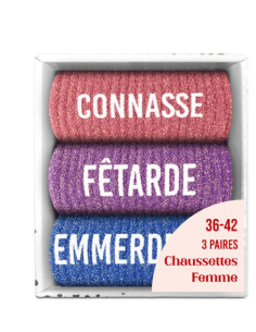 Coffret trio chaussettes paillettes CONNASSE FETARDE...