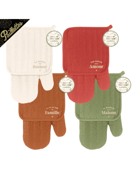 Set Gant et Manique a paillettes 4 coloris aux choix