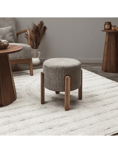 Tabouret côtelé SCOTT taupe