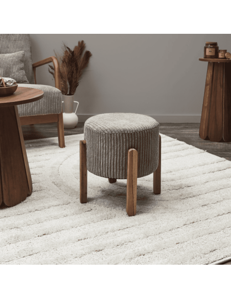 Tabouret côtelé SCOTT taupe