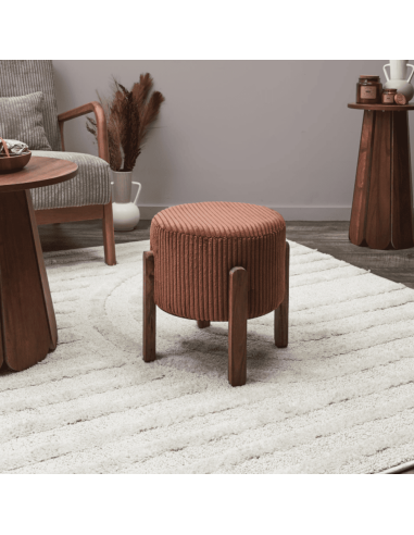 Tabouret côtelé SCOTT terracotta