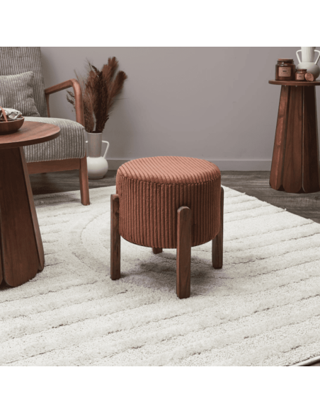 Tabouret côtelé SCOTT terracotta