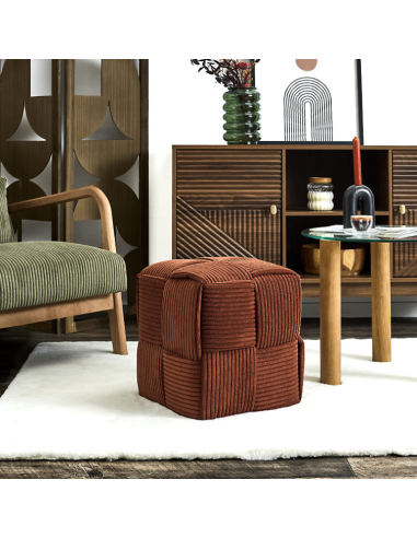 Pouf côtelé SCOTT terracotta