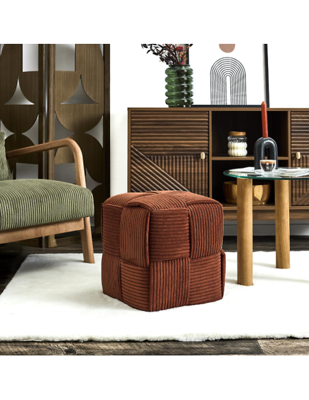 Pouf côtelé SCOTT terracotta
