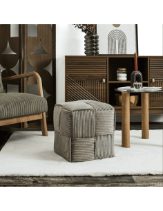 Pouf côtelé SCOTT taupe 2
