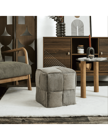 Pouf côtelé SCOTT taupe