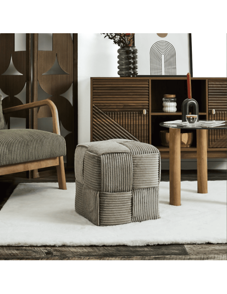 Pouf côtelé SCOTT taupe
