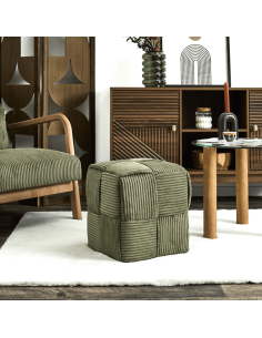Pouf côtelé SCOTT vert 2