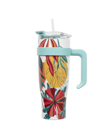 Mug de transport XXL Miami Bleu fleurs...