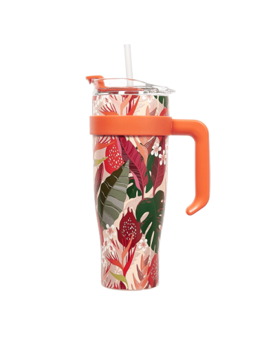 Mug de transport XXL Miami Orange fleurs...