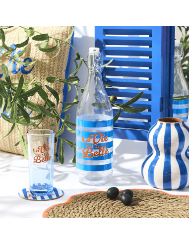 BOUTEILLE VERRE DOLCE VITA bleu 1L