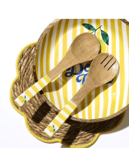 Couvert à salade en manguier DOLCE VITA jaune