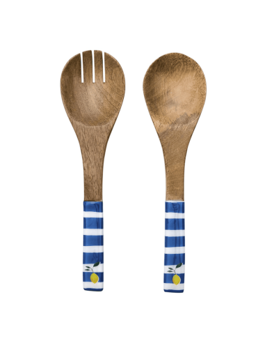 Couvert à salade en manguier DOLCE VITA bleu