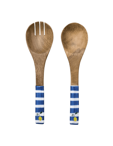 Couvert à salade en manguier DOLCE VITA bleu