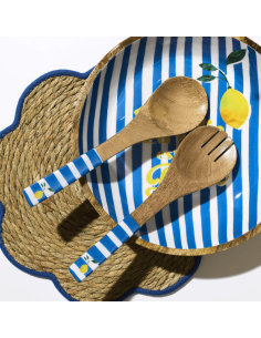 Couvert à salade en manguier DOLCE VITA bleu 2