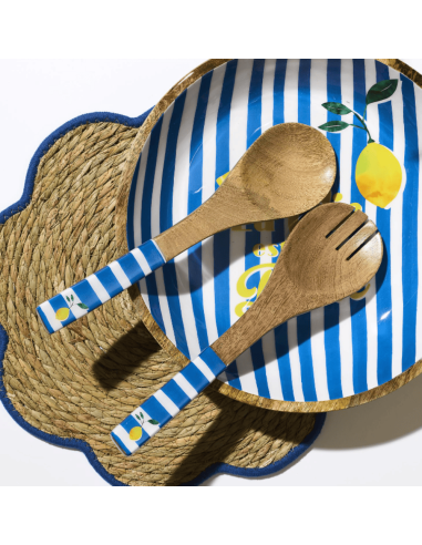 Couvert à salade en manguier DOLCE VITA bleu