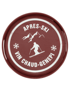 Plateau bois et métal rouge APRES-SKI