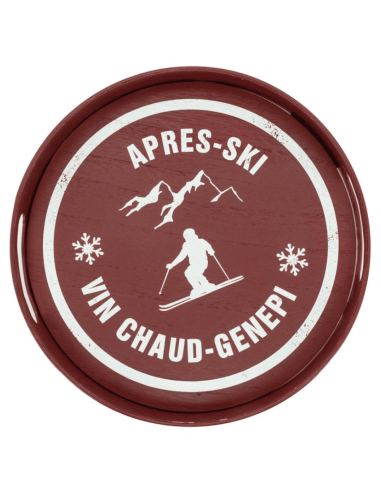 Plateau bois et métal rouge APRES-SKI