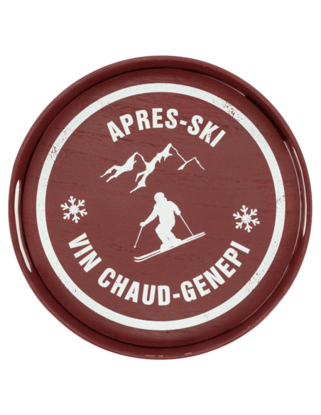 Plateau bois et métal rouge APRES-SKI