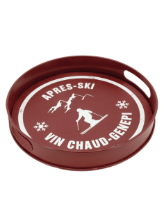Plateau bois et métal rouge APRES-SKI 2