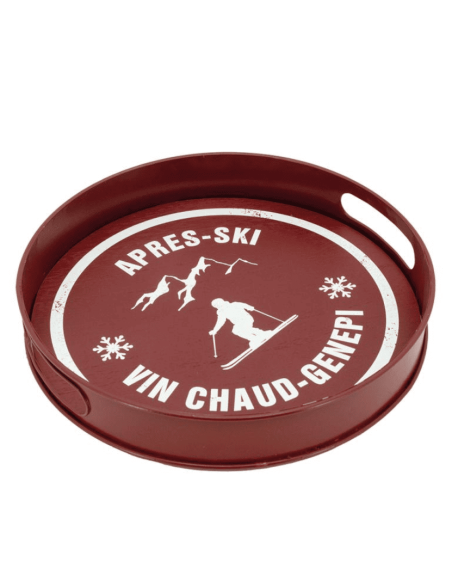 Plateau bois et métal rouge APRES-SKI