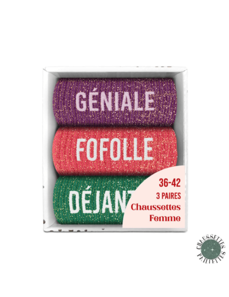 Coffret trio chaussettes paillettes GENIALE